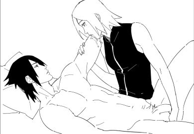 1boy 1girls arm_up bare_shoulders belly black_hair black_shirt boruto:_naruto_next_generations couple female femdom fingering fingering_ass fingering_partner highres holding_another's_arm licking licking_another's_arm looking_at_another looking_down lying male malesub missing_limb monochrome muscular muscular_male naruto naruto_(series) nude nyan_2020 penis pillow pubic_hair sakura_haruno sasuke_uchiha shirt short_hair sleeveless straight uchiha_sasuke white_background zipper
