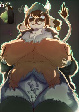 beanie cartoonwizzard cow_ears cow_girl cow_horns cow_tag cow_tail ear_tag furry furry_cow furry_female gorillaz hoodie huge_breasts hyper_breasts nipple_piercing original_character piercings rest_cow(female) sagging_breasts tummy