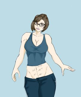 artist_request digital_media_(artwork) eyewear fanart female female_focus glasses hor horny mei_(overwatch) midriff original overwatch overwatch_2