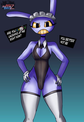 1boy 2025 airiin220 bulge bulge_through_clothing bunnysuit choker cyberairiin_(airiin220) english_text femboy furry furry_only glitch_productions hips jax_(the_amazing_digital_circus) leotard maid maid_jax_(the_amazing_digital_circus) maid_uniform male male_only rabbit rabbit_ears stockings text the_amazing_digital_circus thick_thighs