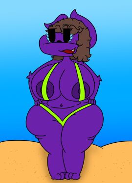 beach breasts busty female furry purple_fur purple_hair