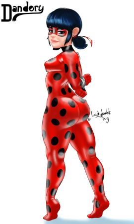 1girls 2d 2d_(artwork) artist_name ass big_ass blue_eyes blue_hair bodysuit bondage breasts bubble_ass bubble_butt dandery domino_mask earrings english english_text eye_mask female female_only full_body hair hands_tied ladybug_(character) lips looking_back marinette_dupain-cheng medium_breasts miraculous:_tales_of_ladybug_and_cat_noir miraculous_ladybug pigtails pouty_lips rear_view red_bodysuit simple_background smirk smirking smirking_at_viewer solo solo_female superheroine taped_wrists text thick_legs thighs white_background