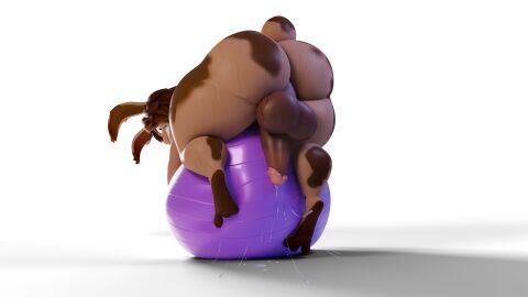 anthro ass ball_(object) big_ass big_butt big_penis bodily_fluids darkpine exercise_ball fur genital_fluids genitals hi_res huge_ass huge_butt huge_cock humping lagomorph leaking leporid male male_only mammal markings penis precum rabbit shocked solo spots spotted_body spotted_fur sweat sweaty_ass sweaty_butt tyke_(tykeus)