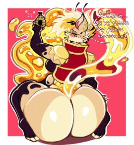 2d 2d_(artwork) 7_deadly_sins big_ass drunk female female_only furry furry_female furry_only hell hellhound helluva_boss missing_pants nathanatwar queen_bee-lzebub_(helluva_boss) whateverdoes