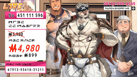 3boys abs another_eidos_of_dragon_vein_r anthro bandana bare_breasts beard beefy biceps big_areola big_breasts black_nose blush blushing_profusely bracelet breast_bigger_than_head breasts bulge bulge_through_clothing canid canine canis channel chest_hair chest_tuft cock_ring cross_scar daddy dilf drooling embarrassed english_text evil_grin fingerless_gloves frown fullhouse_(another_eidos) furry furry_tail gay gloves grey_eyes grey_fur grey_hair grin hand_on_hip headband height_difference hi_res holding_object huge_breasts human humanoid hungry_mouth hunk jacket_on_shoulders livestream looking_at_viewer magritte_(another_eidos) male male_breasts male_only male_with_breasts manly mature_male muscles muscular muscular_arms muscular_male navel neckerchief necklace necktie nipple_chain nipple_piercing nullqllun oppai pecs penis phone_number pierced_nipples piercing poster predatory_look pubic_tuft red_eyes salesman saliva saliva_trail scar scar_on_chest scar_on_stomach search_bar sex_toy shadow_over_eyes sharp_teeth shopping shopping_channel short_hair sideburns six_pack size_difference standing straps studio stylized suit suit_and_tie sweat sweatdrop tail teeth_showing text thick_arms tongue_out topless tough_guy triceps tuft tv_show white_body white_hair wolf yaoi yellow_eyes