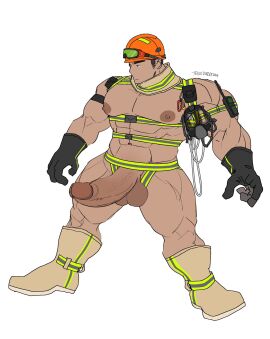 1boy abs balls bara biceps big_balls big_penis erection male male_nipples male_only muscular muscular_male nipples nude pecs penis solo solo_male ten_g89 yaoi