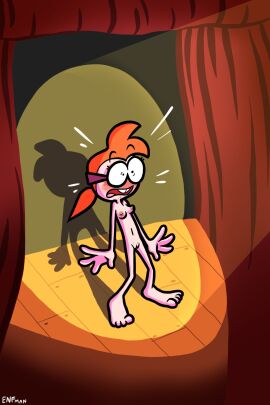 1girls breasts embarrassed embarrassed_nude_female enf female glasses kimmy_kahl nude on_stage pussy senftember senftember_(2024) spotlight stage tagme theenfman