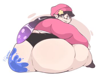 1girls ass bbw callie_(splatoon) cute_face fat fat_ass fat_butt fat_female female female_focus gigantic_ass huge_ass huge_thighs hyper hyper_ass kappallnight looking_back morbidly_obese morbidly_obese_female obese obese_female overweight overweight_female sitting solo solo_female solo_focus splatoon ssbbw the_kappass thick_thighs thighs