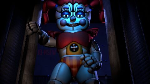 1girls 3d animatronic baby_(fnafsl) bedroom_eyes blue_eyes circus_baby circus_baby_(fnaf) circus_baby_(original) female female_only five_nights_at_freddy's five_nights_at_freddy's:_sister_location full_color glowing_eyes hand_on_hip panties robot robot_girl robot_humanoid solo solo_female somethingshrimpii striped_panties