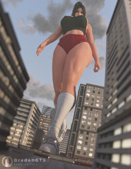 1girls 3d bare_legs big_breasts bradengts breasts brown-haired_female brown_hair brunette_hair casual_clothes city clothed clothed_female fatal_fury female female_focus female_only fighting_game giantess king_of_fighters legs light-skinned_female light_skin looking_down mai_shiranui mai_shiranui_(casual) snk solo solo_female solo_focus thick_thighs thighs video_game_character walking