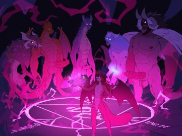 2024 6boys abs american_mythology anthro balls big_balls big_penis demon dimitri_nazthoron dragon engy_(character) genitals glowing glowing_eyes group hi_res huge_balls huge_cock indigenous_north_american_mythology knot lomas male male_only metal_(artist) muscular muscular_male mythological_creature mythological_scalie mythology north_american_mythology original_characters penile_spines penis scalie size_difference steelfire summoning summoning_circle throbbing throbbing_penis unusual_anatomy unusual_genitalia wendigo wings
