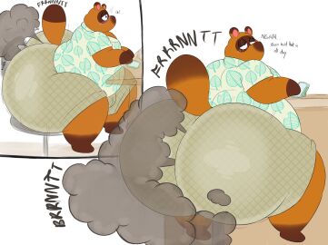 animal_crossing animal_crossing_new_horizons ass ass_bigger_than_head big_ass blush_lines fart fart_everywhere farting fat gay male megacoolbear_(artist) relief relieved tom_nook