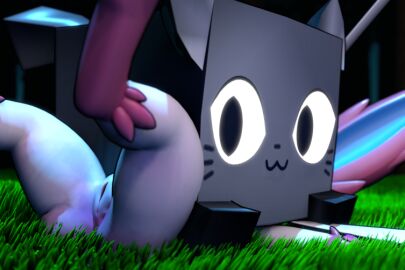 2024 3:2 3d 3d_(artwork) 3d_model :3 after_sex anthro black_eyes black_nose black_whiskers blue_inner_ear crossover digital_media_(artwork) domestic_cat duo eeveelution fanfurry featureless_legs feet felid feline felis female female_anthro feral fur generation_6_pokemon genitals green_grass grey_body grey_ears grey_fur grey_tail humanoid_genitalia humanoid_vulva larger_anthro larger_female lying male male/female male_feral mammal night nintendo obscured_face on_back on_grass on_top_of outside pet_simulator_x pink_ears pink_feet pokemon pokemon_(species) pussy ribbons_(anatomy) roblox size_difference small_nose smaller_feral smaller_male smile square_(anatomy) sylveon tail vulva whiskers white_body white_fur