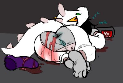 1girls after_anal after_masturbation alien anus ass big_ass black-haired_female black_hair butt_flap clothing colored_skin dildo female grey_body grey_skin homestuck homestuck_troll horn horns medium_hair no_humans onesie orange_skin pajamas pussy sleeping solo solo_female strilalonder terezi_pyrope troll what