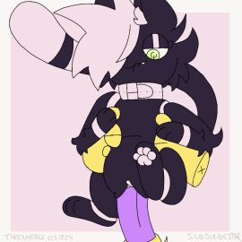 808_(hi-fi_rush) animal_genitalia animatated animated bite biting_lip black_body black_fur blinking blush bodily_fluids butters_(theenyface) clitoris collar domestic_cat duo fangs felid feline felis female feral fur genital_fluids genitals hair hair_over_eye hands_on_torso hi-fi_rush living_condom looking_down looking_pleasured loop machine male mammal microsoft open_mouth pawpads penis pink_hair purple_penis pussy robot sex sheath short_loop tail tango_gameworks teeth theenyface tongue vaginal_fluids vaginal_penetration