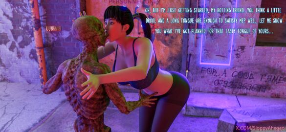 1boy 1girls 3d ahe_gao ahegao_face big_breasts blush breasts drool drooling eve_(stellar_blade) extreme_french_kiss female french_kiss french_kissing kissing male monster nasty pantyhose sloppy sloppy_kiss sloppyahegao solo solo_female solo_focus stellar_blade tongue tongue_in_mouth tongue_kiss tongue_out zombie