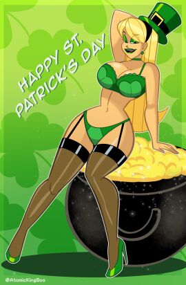 1girls ass atomickingboo big_ass big_breasts breasts bust busty chest curvaceous curvy curvy_figure digital_media_(artwork) female female_focus garter_straps high_heels hips hourglass_figure huge_ass huge_breasts human large_ass large_breasts legs light-skinned_female light_skin mature mature_female oc original original_character sarah_mcneil slim_waist st._patrick's_day the_besties_(atomickingboo) thick thick_hips thick_legs thick_thighs thighs voluptuous voluptuous_female waist wide_hips