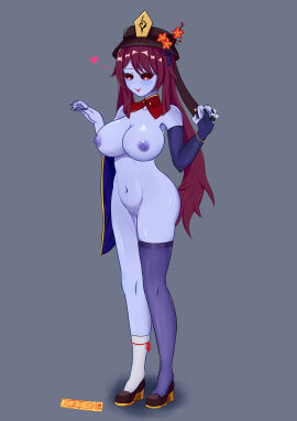 blue_skin female genshin_impact hu_tao_(genshin_impact) nipples pussy tagme transformation zombie_girl 梓