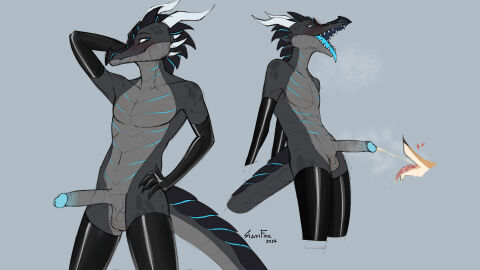 16:9 anthro armwear balls blush bodily_fluids breath clothing dragon drinking drinking_urine erection foreskin genital_fluids genitals ghost_mouth gloves handwear hi_res latex latex_armwear latex_clothing latex_gloves latex_handwear latex_legwear latex_stockings latex_thigh_highs legwear male mythological_creature mythological_scalie mythology panting peeing penis pissing pose presenting presenting_penis scalie siam_fox solo stockings thigh_highs tongue tongue_out uncircumcised urine urine_in_mouth urine_on_tongue urine_stream watersports widescreen xero_(captainscales)