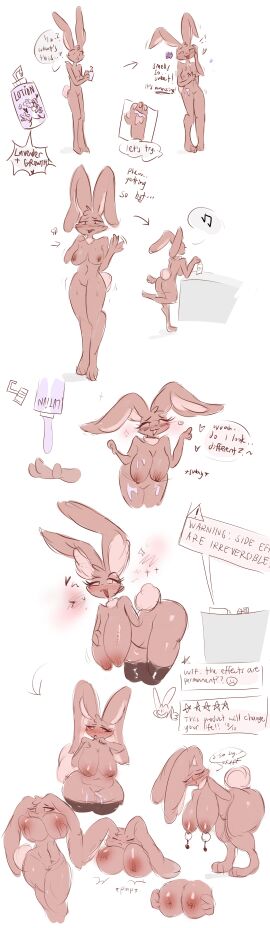 absurd_res anthro applying_cream aroused ass bedroom_eyes big_ass big_breasts big_butt blush breast_growth breasts brown_body brown_fur butt_expansion colored dialogue ear_growth english_text expansion eyelashes female fur gender_transformation genitals growth hand_on_breast happy hi_res lagomorph leaning leaning_forward leporid long_ears looking_pleasured lotion lotion_bottle lotion_splatter male mammal mtf_transformation narrowed_eyes nipples nude pose pussy rabbit seductive sequence solo speech_bubble terrible_existence_(artist) text thick_thighs thigh_expansion transformation