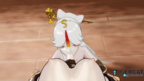 1futa 1girls 2girls 3d beidou_(genshin_impact) blender blowjob breasts dark_hair eye_patch female female_pov futa_on_female futa_only futanari genshin_impact hand_on_body hand_on_penis intersex ningguang_(genshin_impact) penis pov red_eyes succubus_tattoo tagme tigercat white_hair