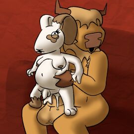 anal anal_sex anthro big_belly big_dom_small_sub bodily_fluids bovid bovine brown_body cattle cum cum_drip cum_inside dominant dripping dukeofsnailplace duo excessive_genital_fluids female foreskin fur furniture futanari genital_fluids genitals grabbing_from_behind highland_cattle hyper hyper_genitalia inflation intersex intersex/male intersex_penetrated lagomorph large_insertion larger_male male mammal overweight overweight_intersex penetration penis plum_(dukeofsnailplace) ridiculous_fit sex sitting_on_another size_difference sofa sofa_sex spots tan_body tan_fur uncircumcised