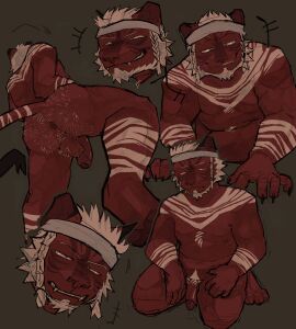 absurd_res anthro anus ass balls body_hair butt_focus butt_hair digital_media_(artwork) facial_hair felid feline felis foreskin fur genitals hairy_balls hi_res humanoid_genitalia humanoid_penis looking_at_viewer male mammal mature_male nude openfracturesday penis simple_background solo