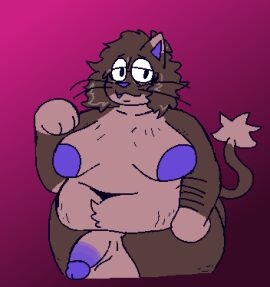amber_(felineflustered) anthro areola arm_hair balls belly belly_tuft big_areola big_balls big_breasts body_hair breasts cellulite demon domestic_cat eyewear felid feline felineflustered felis futanari genitals glasses huge_areola huge_balls intersex low_res mammal mature_futa mature_intersex nipples nude overweight overweight_futa overweight_intersex solo stretch_marks tuft whiskers