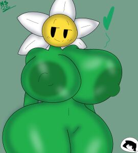 ass big_ass big_breasts big_butt big_nipples big_thighs breasts daisy_(flower) daisy_(nsfwed22) fan_character female flower green_body green_skin nsfwed22 object_show object_shows oc original yomemibus