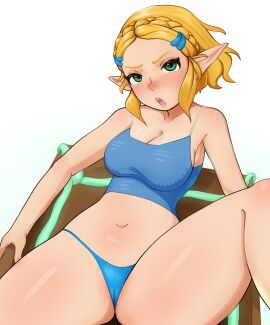 1girls baychoka blonde_hair blue_eyes blue_panties cameltoe female panties princess_zelda pussy solo tears_of_the_kingdom the_legend_of_zelda zelda_(tears_of_the_kingdom)