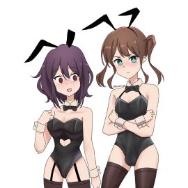 1boy 1girls bridget_reekes brown_hair clothed clothing cute_male female femboy feminine_male green_eyes male original original_character otoko_no_ko rabbit rabbit_boy rabbit_ears red_eyes robert_kamisato skirt skirt_lift straight the_freakin'_yui