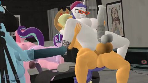 anthro anthro_on_anthro anthro_penetrated anthro_penetrating anthro_penetrating_anthro applejack_(mlp) friendship_is_magic hasbro my_little_pony mythology pinkie_pie_(mlp) rainbow_dash_(mlp) rarity_(mlp) silvertilver starlight_glimmer tagme video