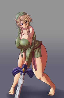 1girls blonde_female blonde_hair bottomless breast_expansion breasts gender_transformation genderswap_(mtf) giant_breasts great_sword height_reduction huge_breasts hylian large_breasts link nintendo nipple_bulge nipples pointed_ears rule_63 sequence shortstack shortstackification shrinking small_breasts sword the_legend_of_zelda top_heavy transformation tunic undeadpenguin37