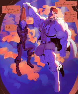 2024 2boys abs absurd_res adam's_apple balls bara beard biceps big_biceps big_bulge big_muscles big_pecs big_penis black_clothing black_hair blue_body blue_skin blush blush_lines bodybuilder bulge carrying_another carrying_partner clothing cloud dreamworks dreamworks_animation duo facial_hair flying gay gay_domination genitals grey_hair hair hi_res humanoid larger_male looking_aside looking_at_another male male/male megamind megamind_(character) metro_man muscles muscular muscular_anthro muscular_chest muscular_humanoid muscular_male nipples paramount_pictures pecs penis size_difference smaller_male sunset superhero superhero_costume supervillain supervillain_costume teasing vaniwall vein veiny_muscles veiny_penis visible_nipples white_clothing yaoi