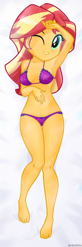 bra charliexe dakimakura_design equestria_girls female friendship_is_magic looking_at_viewer my_little_pony panties solo sunset_shimmer