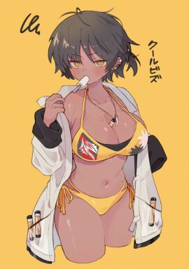 1girls arknights arouni22 bikini cleavage female genderswap genderswap_(mtf) rule_63 thorns_(arknights)