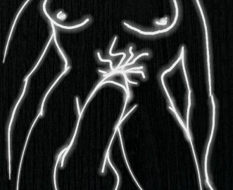 1futa arms_at_sides breasts completely_nude cowboy_shot cum erection futa_only futanari head_out_of_frame intersex jpeg_artifacts long_arms monochrome nipples non-web_source nude nude_futa off-topic original penis self-upload sketch solo thighs