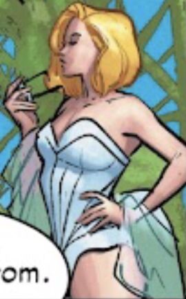beach_background bikini blonde_hair blue_eyes blue_lipstick breasts emma_frost female huge_breasts krakoa looking_at_viewer marvel marvel_comics one-piece_swimsuit x-men