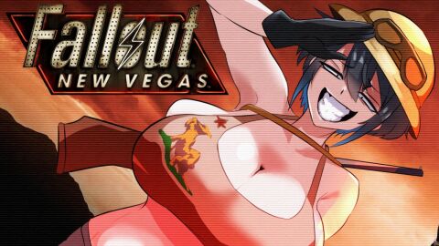 1girls 30th_video_rentals big_breasts breasts fallout fallout_new_vegas female helmet huge_breasts indie_virtual_youtuber kataochi_chuuko kataoti_30 ncr_soldier salute soldier_helmet tank_top virtual_youtuber