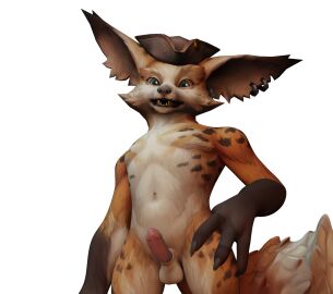 3d blizzard_entertainment erection kingofdracthyr male pirate_hat simple_background tagme vulpera vulpera_male warcraft white_background world_of_warcraft
