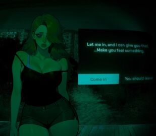 ai_generated breasts curvy door edited hot long_hair nice_tits no_im_not_a_human peephole prostitute prostitution red_hair seductive_woman_(no i'm_not_a_human) sexy slut thick whore