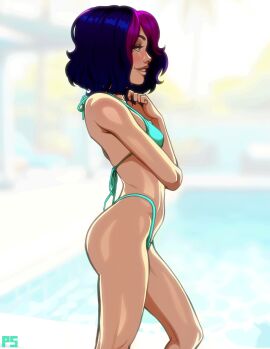 1girls 2024 absurd_res andavaverse ass bikini blue_bikini blue_eyes blue_hair blush blushing breasts facial_piercing female grin hair hi_res human kneepits knees light-skinned_female light_skin medium_hair midriff multicolored_hair original original_character pelo perfect_legs piercing pool poolside pumpkinsinclair purple_hair shiny_skin side_view signature small_breasts smile smiling solo standing stomach teeth thighs three-quarter_portrait two-tone_hair