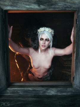 3d armpits breasts cd_projekt_red ciri emile_(theviceart) eye_makeup female flower_crown freckles from_behind from_behind_position green_eyes hands_on_hips hip_grab interspecies light-skinned_female light_skin looking_at_viewer mascara monster monster_on_female nipples penetration pussy scar sex the_witcher_(series) the_witcher_3:_wild_hunt vaginal_penetration werewolf white_hair witcherres