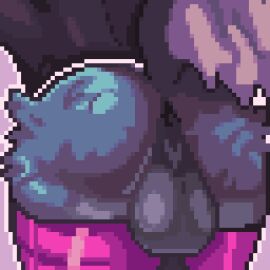 anthro anus backsack balls ballsack clothing colorful_theme digital_media_(artwork) femboy footwear fur_texture genitals male male_only nightowl0090 outline penis pink_clothing pink_footwear pink_socks pixel_(artwork) pixel_art pixelated socks solo white_outline