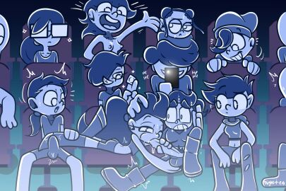 balls being_recorded being_watched blightstar bra bra_on_head breasts bush bystander cheek_bulge cinema clothed clothed_sex clothing condom crowd crowd_taking_pictures crowd_watching embarrassed emily_(blightstar) excited fellatio female futa_on_female futanari glasses group group_sex half-closed_eyes hand_on_balls hiding_face horny imminent_orgy intersex jess_(blightstar) large_penis male movie_theater offering_condom one_leg_up oral original original_character penis penis_in_mouth penis_out penis_size_difference phone pubic_hair public public_nudity public_sex seated seating self_insert sex small_breasts sweat tagme theater theater_sex undressing voyeur wide_eyed