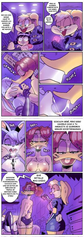 1boy 3girls absurd_res anatid anseriform anthro assertive_female avian bird bodily_fluids breasts bugs_bunny clothing collar comic condom condom_wrapper consensual_cuckquean crossdressing cuckquean dialogue domestic_pig dominant_female duck female female_on_femboy femboy femboy_on_female feminization french_kiss french_kissing furry furry_only girly group hi_res holding_face imminent_sex kiss kissing lagomorph leporid lola_bunny looney_tunes male male/female malesub mammal netorase petunia_pig pig rabbit renita_reed saliva saliva_string saliva_trail sexual_barrier_device sharing_boyfriend sharing_husband sharing_partner sissy spanish_text suid suina sus_(pig) swingers swinging tail text the_looney_tunes_show thick_thighs tina_russo tongue translated translated_in_comments underwear warner_brothers watching