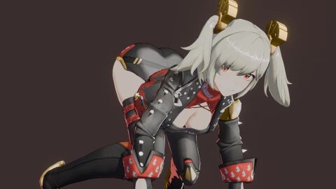 3d 3d_animation all_fours ass_up big_ass big_booty blender blender3d blender_eevee blonde_hair burnice_white female hoyoverse jacket jiggle_physics jiggling_ass looking_at_viewer no_skirt red_background red_eyes shaking_ass shorts sunglasses_on_head tagme twerking twintails video zenless_zone_zero