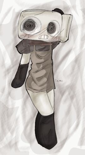 1girls 2024 2d 2d_(artwork) 2d_artwork blush blush_lines blushing_female body_pillow body_pillow_design boots clothed clothes clothing color colored dandy's_world detailed_background female female_only fossil frowning gloves liamai overalls panties roblox roblox_game scarf sheets shell shelly_(dandy's_world) short_dress