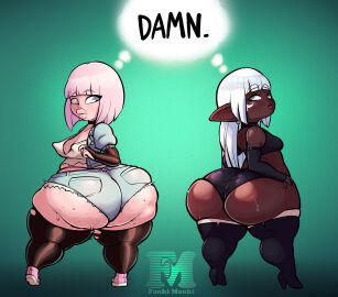 ass bangs big_ass big_butt big_nipples blue_eyes bob_cut choker cow_girl elf female fonkimonki hotpants huge_ass huge_butt jeans jill_(fonkimonki) large_ass latex latex_armwear latex_gloves latex_legwear latex_stockings latex_thighhighs mary_muffin_(cobatsart) pink_hair shorts shortstack tanktop thick thick_ass thick_legs thick_lips thick_thighs thighhighs thong tight_clothes tight_clothing voluptuous wide_hips wide_thighs