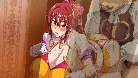 1boy 1girls age_difference ahe_gao animated arika_(bakunyuu_party) armpit_hair ass bakunyuu_party big_breasts breasts cuckold door duo fat_male female huge_breasts lord_bonner_(bakunyuu_party) male netorare netorase older_male older_male_and_younger_female revealing_clothes see-through see-through_clothing stealth_sex takeda_hiromitsu